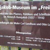 Die Oeffnungszeiten des Hansjakob-Museums